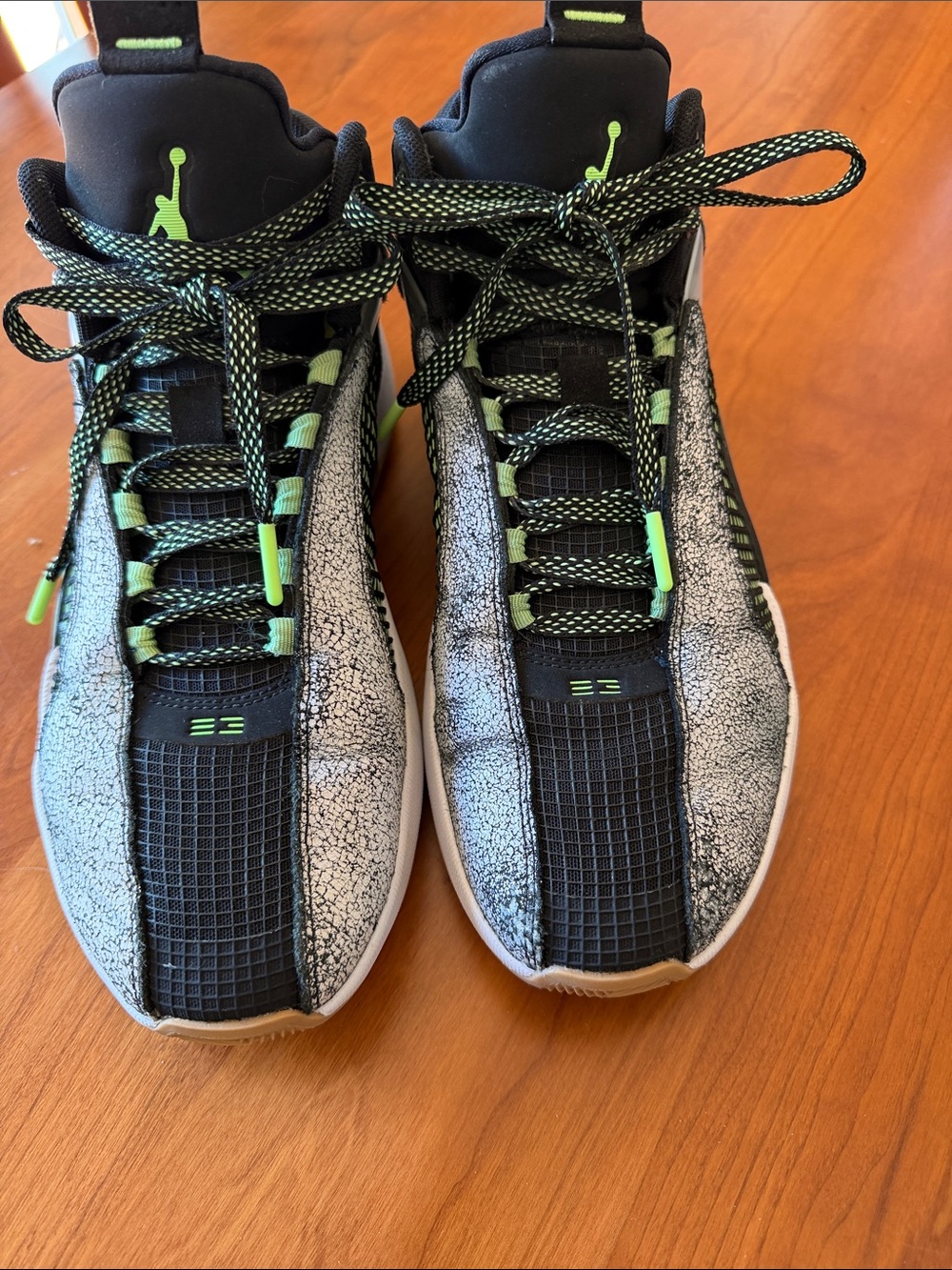JORDAN XXXV BAYOU BOYS Nike Black, Gray & Neon Green Basketball Sneakers.  NEW